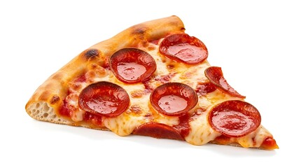 Delicious slice of pepperoni pizza with melted cheese and crispy crust