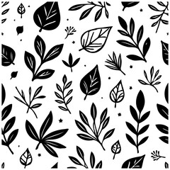Delicate foliage silhouette pattern: A captivating botanical design for elegant wallpaper and backgrounds with floral