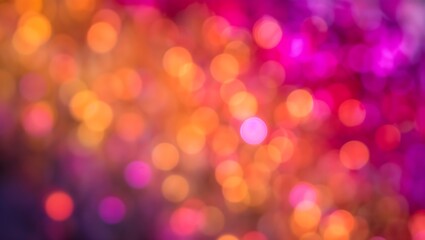 Fototapeta premium Vibrant bokeh background with glowing circles of orange pink and purple light creating a festive and magical atmosphere