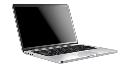 Modern Notebook on Display: A sleek, modern notebook computer sits on display with a clean, minimalist design, perfect for tech or business-related imagery.