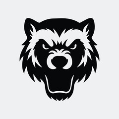 Silhouette ferocious grizzly bear head wildlife animal vector illustration