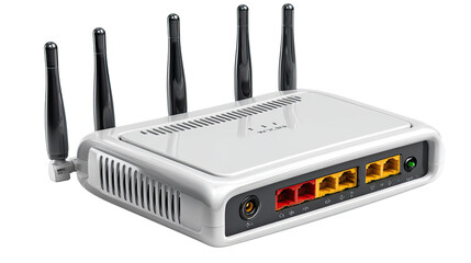 Wireless Router: A modern wireless router with multiple antennas and connection ports, offering a stable internet access solution for seamless home and office networking. 