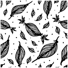 Seamless vector pattern featuring delicate leaves and abstract shapes a beautiful botanical design creating an elegant background