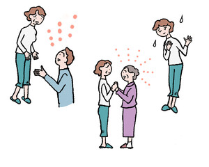 家族を励ます、ポジティブに話しをするイラスト