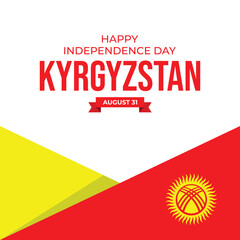 Independence Day greeting card template of Kyrgyzstan celebrated on August 31, vector mockup design for national holiday celebration.