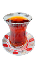 Turkish tea in a thin waisted glass