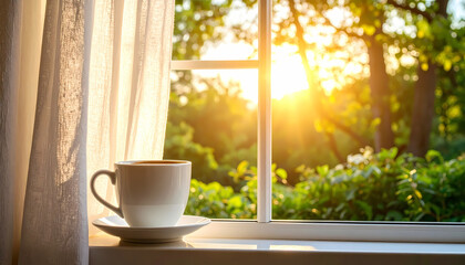 Morning coffee window view