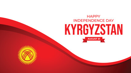 Independence Day greeting template of Kyrgyzstan, August 31. Modern 16:9 mockup vector for celebration, patriotic design, and national holiday theme.