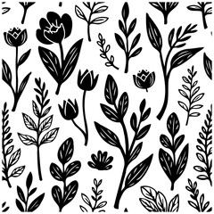 Fototapeta premium Floral seamless pattern design featuring botanical elements and natural plant decorations creating an aesthetic background for textile
