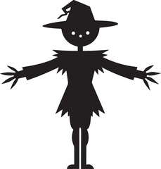  Spooky Halloween Scarecrow Silhouette Clipart – Creepy Scarecrow Vector for Halloween Design