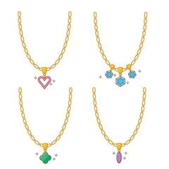 Set of various necklaces jewelry  illustration 