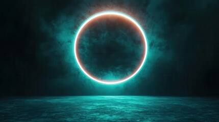 Scifi portal in simple geometry, glowing minimalist energy field