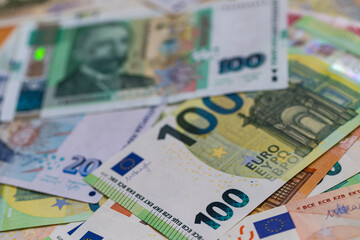 A Flat Lay Composition of Bulgarian Lev and Euro Banknotes