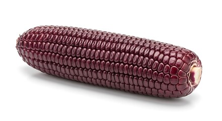Single ear of deep purple corn isolated on a white background
