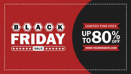 Black Friday Sale – Up to 80% Off Limited Time Offer. Design template for Black Friday sale banner