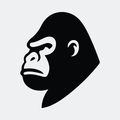 Silhouette Gorilla head logo profile powerful animal vector illustration © CreatiMart