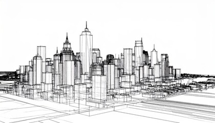 Obraz premium 3D Architectural Illustration in a Dynamic City Environment