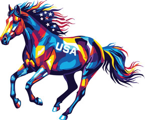 need USA wild horses victor art on white background