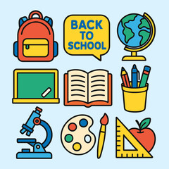 Back to School Line Art Illustration