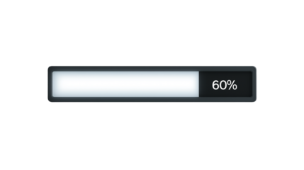 Loading Progress Bar at 60%.  Isolated on transparent background, png