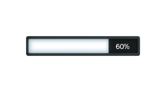 Loading Progress Bar at 60%.  Isolated on transparent background, png