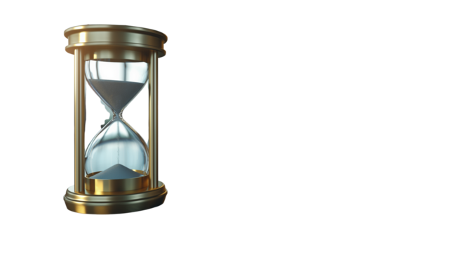 Classic Hourglass Timer. Sand Flow Symbol of Time. Isolated on transparent background, png