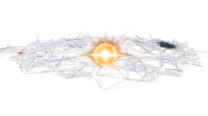 Glowing Data Network Node. Abstract Digital Connectivity Visualization. Isolated on transparent background, png