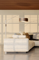 Large luxury modern bright interiors Living room mockup illustration 3D rendering image