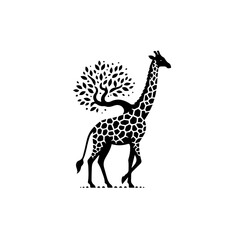 Fototapeta premium Giraffe with tree on its back isolated on white background