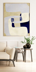 Large luxury modern bright interiors Living room mockup illustration 3D rendering image