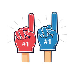 Fototapeta premium Vector illustration of two foam fingers showing number one isolated on white background