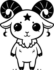 Cute Cartoon Ram Skull