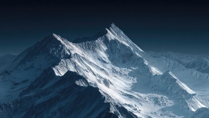 Snowy mountain range at night