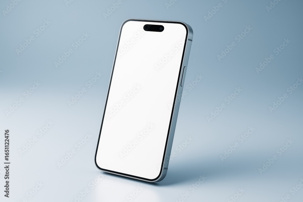 Poster smartphone with blank screen standing on gradient background for mockup, design template or tech adv