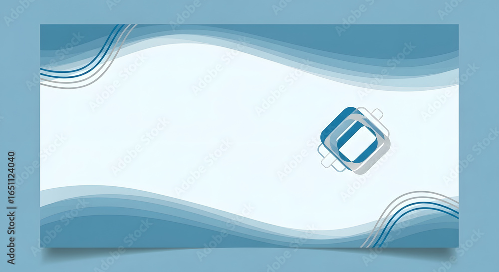 Poster abstract graphic design with flowing lines and a central geometric shape.