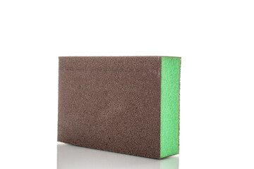 Sanding sponge for hand sanding, macro, isolated on white background.