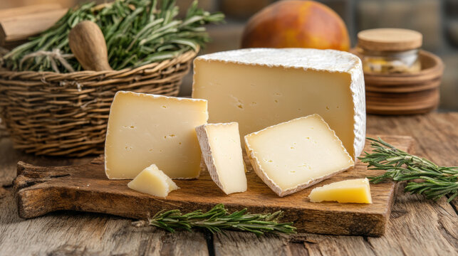 Spain food, Delicious queso manchego cheese wedges paired with quince paste, perfect for gourmet food photography.