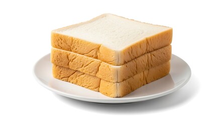 Stack of three white bread slices on a small white plate