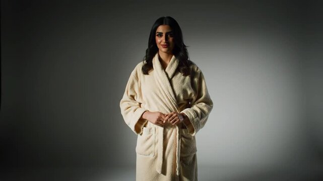 audi Arabian Woman in Towel &ndash; Full Body Wide Shot 4k 