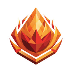 Geometric Fire Icon with Polygon Shapes on White Background