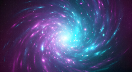 Fototapeta premium Abstract swirling galaxy with vibrant purple and teal colors.