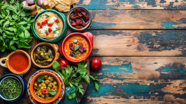 Spain food, Vibrant collection of various Spanish foods, showcasing culinary chaos and diversity in a visually appealing format.