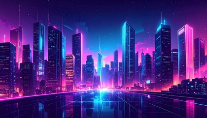Futuristic city skyline at night (5)
