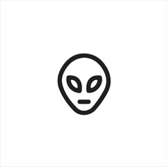 Simple black outline alien head graphic design.