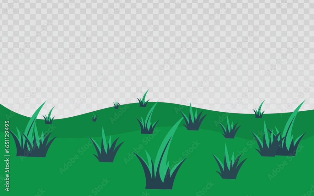 Aufkleber stylized vector illustration of a minimalist green grass field with a clear sky, featuring a simplif