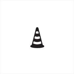 Simple black and white traffic cone graphic icon.