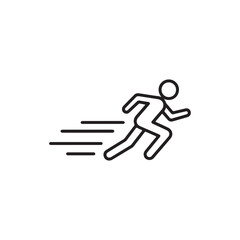 Minimalist vector illustration of a running person with fast thinking and speed symbol, isolated on white background.