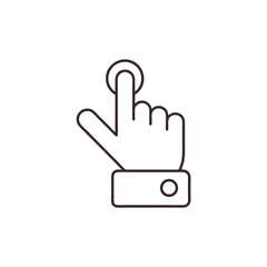 Vector art of hand touching a button with a finger, isolated on white background