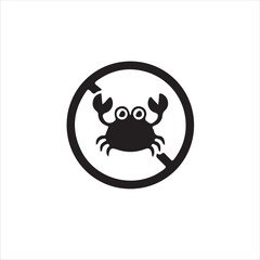No Crab Allowed Sign - Simple Vector Icon for Food Allergies or Restrictions.