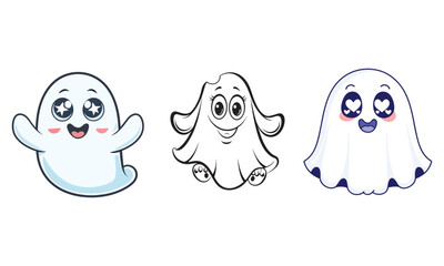 Cute Halloween Ghost & Pumpkin Illustrations Pack